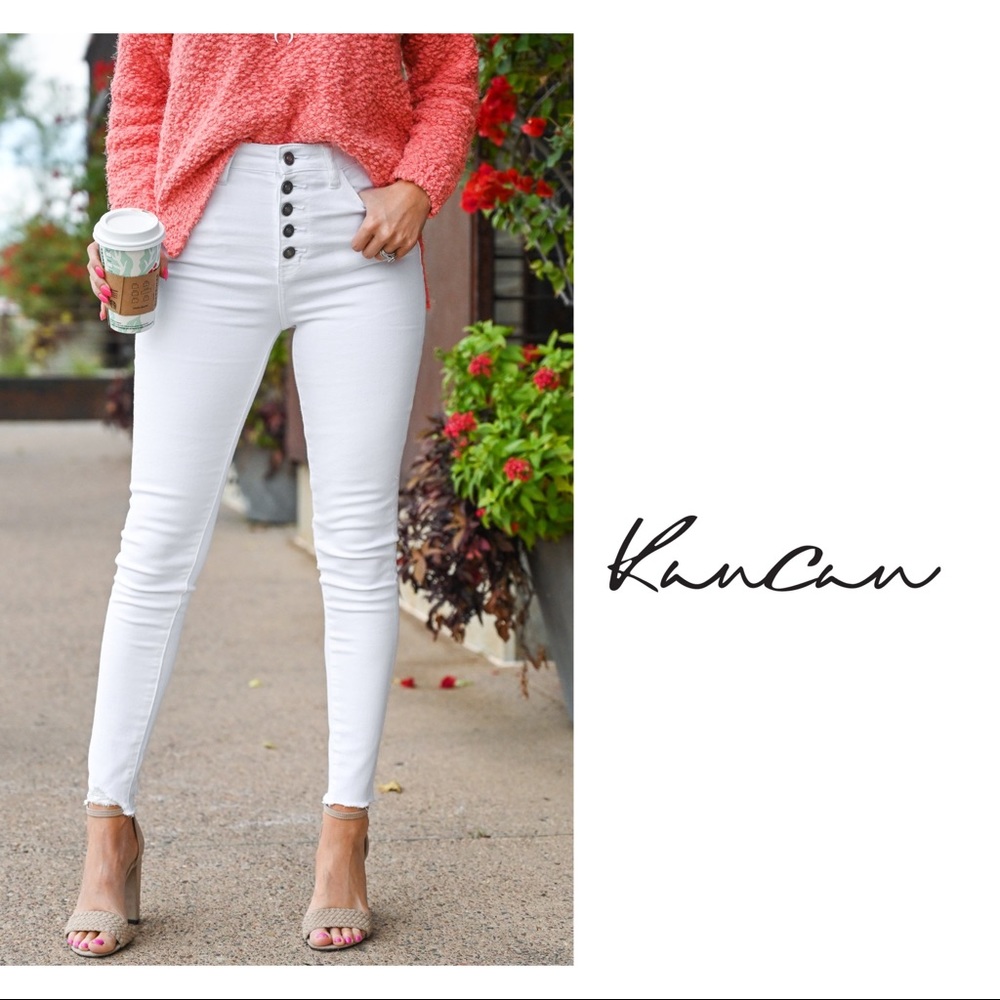 FIRM🔥NEW KanCan Exposed Button Raw Hem Jeans i